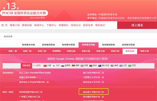 我校四支隊(duì)伍榮獲第十三屆POCIB全國外貿(mào)從業(yè)能力大賽團(tuán)體一等獎