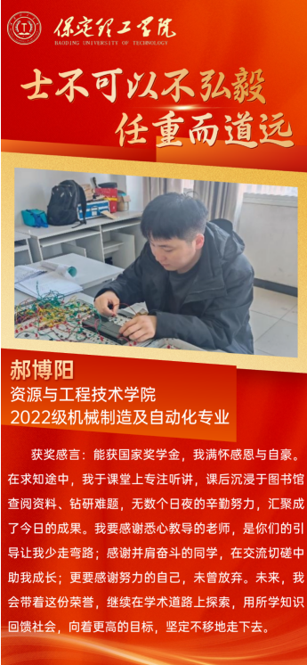 【榜樣引領】國家獎學金獲得者風采展示——郝博陽